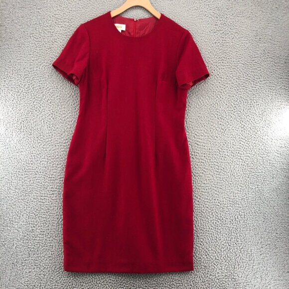 Talbots Dress Womens 6 Petite Red Wool Sheath Crepe Mini Short Sleeve Vintage - Picture 1 of 13